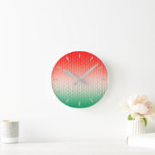 Red Silver Green Wavy Stripes Ronde Klok (Huis)