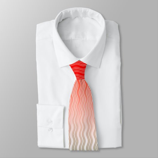 Red Silver Green Wavy Stripes Stropdas (Gebonden)