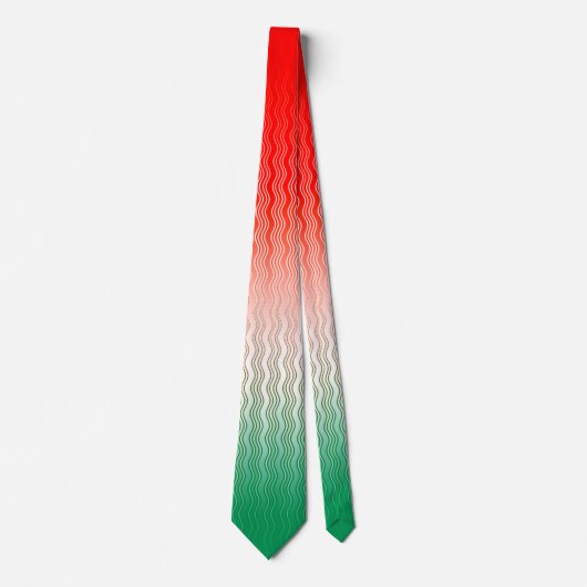 Red Silver Green Wavy Stripes Stropdas (Voorkant)