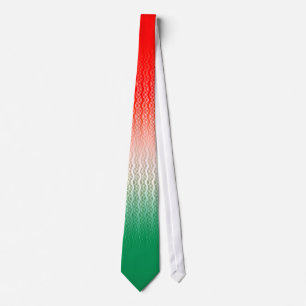 Red Silver Green Wavy Stripes Stropdas