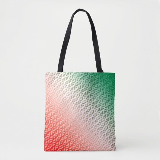 Red Silver Green Wavy Stripes Tote Bag (Voorkant)