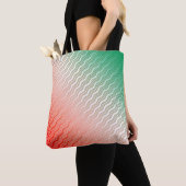 Red Silver Green Wavy Stripes Tote Bag (Dichtbij)