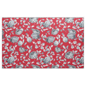 Red Silver Grey Floral Toile Stof (Yard (91,4 cm))