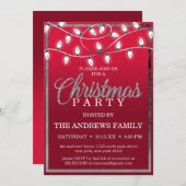 Red Silver Hanging Licht Glitter Kerstfeest Kaart (Voorkant / Achterkant)