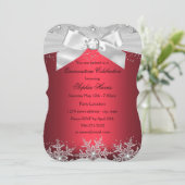 Red Silver Jewel Bow Snowflake Quinceanera Kaart (Staand voorkant)