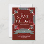 Red Silver Lace Save the Date Notice Invitat Kaart (Voorkant)