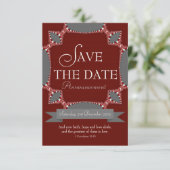 Red Silver Lace Save the Date Notice Invitat Kaart (Staand voorkant)
