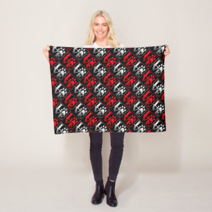 Red & Silver Love Paws Pattern Small Fleece Deken