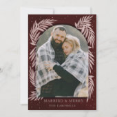 Red Silver Merry Arch Botanical Holiday Card Feestdagenkaart (Voorkant)