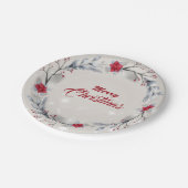 Red, Silver Merry-kerstkranen Papieren Bordje (Gekanteld)