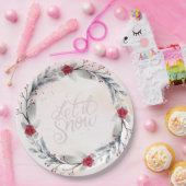 Red, Silver Merry-kerstkranen Papieren Bordje (Feest)