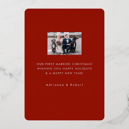  Red Silver MerryKerstmis Folie Holiday Card Folie Feestdagenkaart (Achterkant)