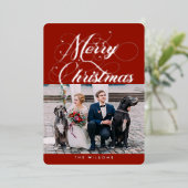  Red Silver MerryKerstmis Folie Holiday Card Folie Feestdagenkaart (Staand Voorkant)