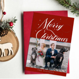  Red Silver MerryKerstmis Folie Holiday Card Folie Feestdagenkaart