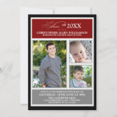 Red|Silver Photo Graduparty Kaart (Voorkant)