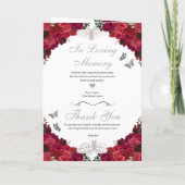 Red Silver Princess Tiara Quinceanera Programme (Achterkant)