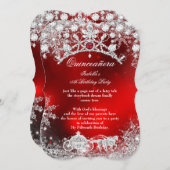 Red Silver Quinceanera 15th Winter Wonderland Kaart (Voorkant / Achterkant)
