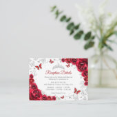 Red Silver Quinceanera Reception Details Informatiekaartje (Staand voorkant)