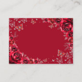 Red Silver Quinceanera Reception Details Informatiekaartje (Achterkant)