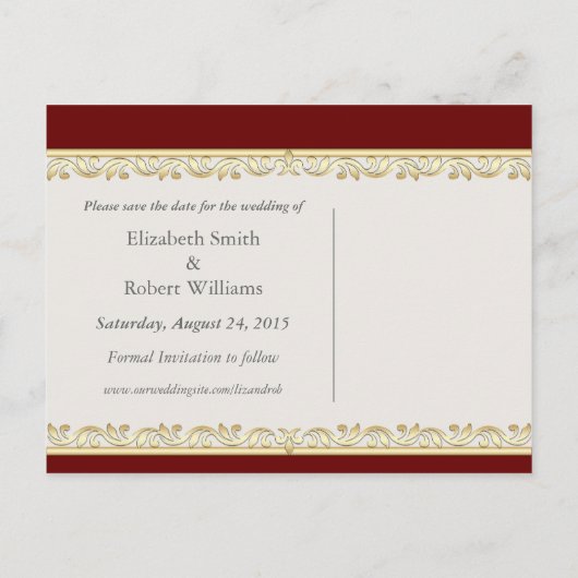 Red+Silver Satin sparen het Briefkaart van de Datu (Achterkant)