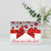 Red Silver Save the Date Briefkaarten (Staand voorkant)