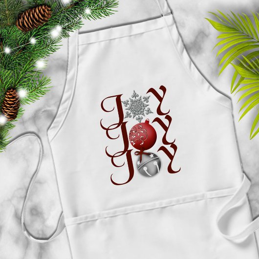 Red Silver-Schort voor kerstfeestvreugde Standaard Schort
