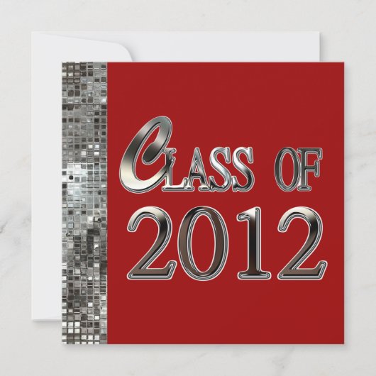 Red & Silver Sequins Afstudeerder Invitations Kaart (Voorkant)