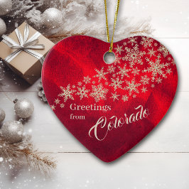 Red Silver Snowflake Colorado Keramisch Ornament