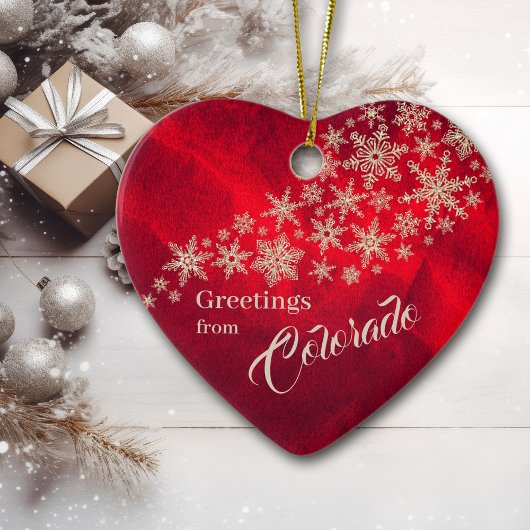Red Silver Snowflake Colorado Keramisch Ornament