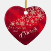 Red Silver Snowflake Colorado Keramisch Ornament (Voorkant)