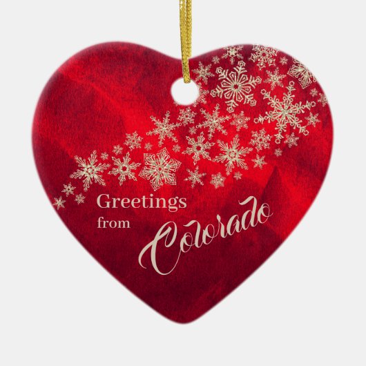 Red Silver Snowflake Colorado Keramisch Ornament (Voorkant)