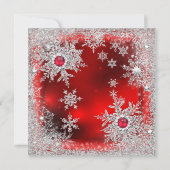 Red Silver Snowflake Kaart (Achterkant)