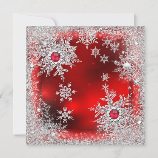 Red Silver Snowflake Kaart (Achterkant)