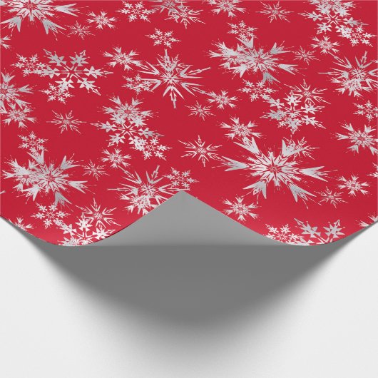Red Silver Snowflakes kerstfeestdag Cadeaupapier (Hoek)