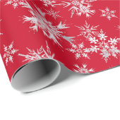 Red Silver Snowflakes kerstfeestdag Cadeaupapier (Rol Hoek)