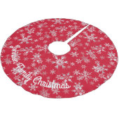 Red Silver Snowflakes Persoonlijk Bericht Kerstboom Rok (Gekanteld)