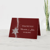 Red Silver Snowflakes Winter bruiloft Bedankt (Voorkant)