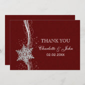 Red Silver Snowflakes Winter bruiloft Bedankt Kaart (Voorkant / Achterkant)