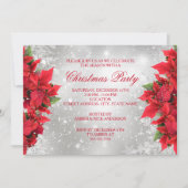 Red Silver Sparkle Holly Floral kerstparty Kaart (Voorkant)