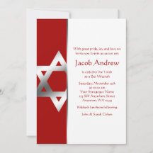 Red Silver Star van David Bar Mitzvah Invitaties