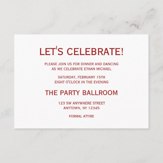 Red Silver Star van David Bar Mitzvah Party Informatiekaartje (Achterkant)