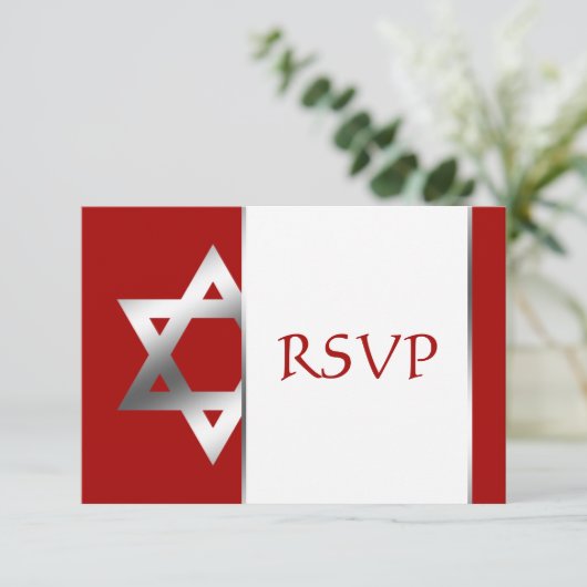 Red Silver Star van David Bar Mitzvah RSVP (Staand voorkant)