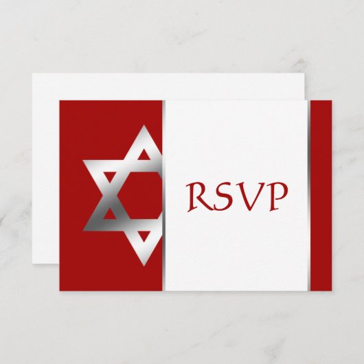Red Silver Star van David Bar Mitzvah RSVP (Voorkant / Achterkant)