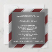 Red Silver Stripe Boy Eerste Communie Uitnodiging (Achterkant)