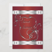 Red Silver Swirls Elegant Sweet Sixeen Kaart (Voorkant)