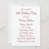 Red Silver Swirls Elegant Sweet Sixeen Kaart (Achterkant)