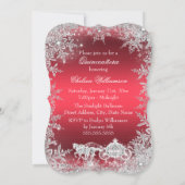 Red Silver Tiara Snowflake Sparkle Quinceanera Kaart (Achterkant)