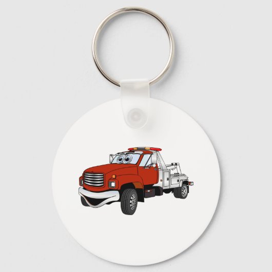 Red Silver Tow Truck Cartoon Sleutelhanger (Voorkant)