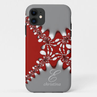Red Silver Tribal Lace Fractals Monogram iPhone 5 Case-Mate iPhone Case