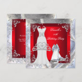 Red Silver White Dress High Hiel Shoes Tiara Kaart (Voorkant / Achterkant)